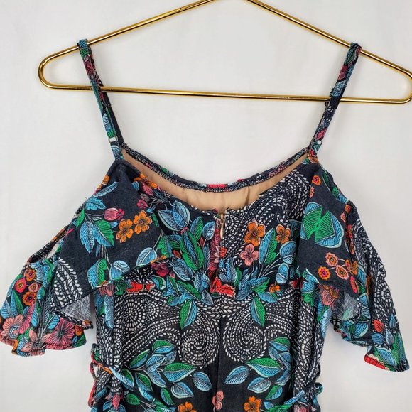 Sky Nesermy Beautiful Floral & Paisley Off the Shoulder Ruffle Top Maxi Dress - Picture 13 of 16